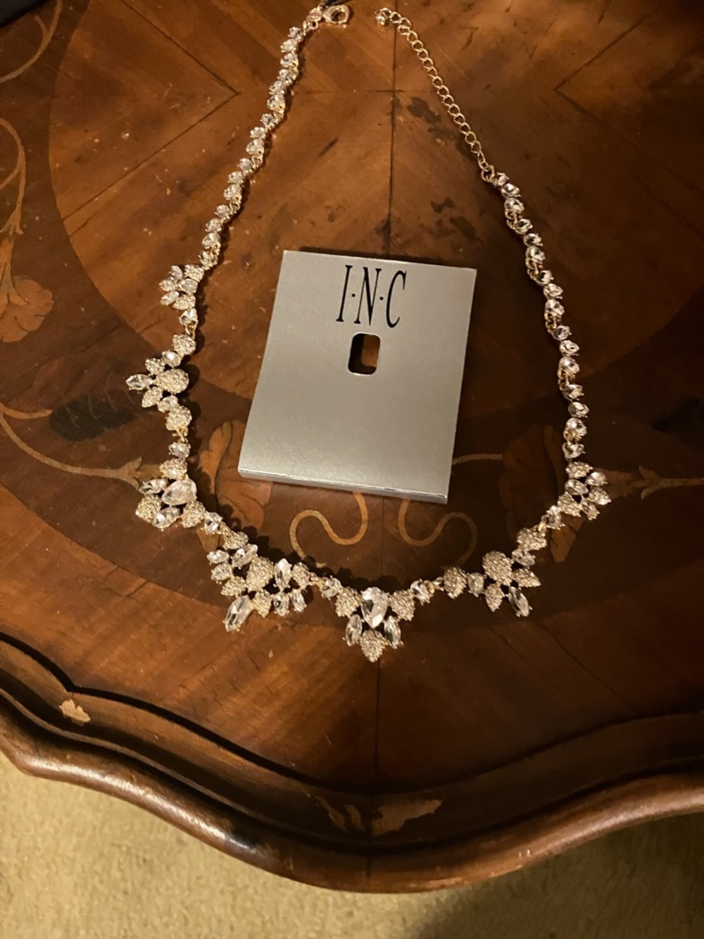 INC International Concepts Silver-Tone Crystal Floral Necklace
